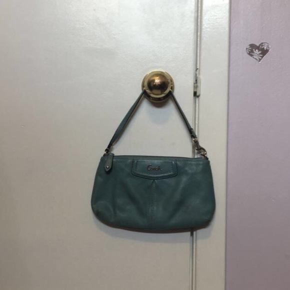 Dark turquoise mini Coach purse - Picture 1 of 3